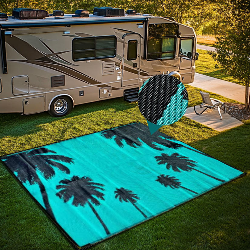 Environmentally Camping Mat pp Materials Durable Resists Fading Uv-resistant Plastic Mat caravan Camping Outdoor Woven Carpet