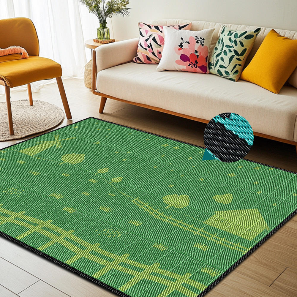 Custom Pattern Self Inflate Camping Mat PP Materials Mildew Proof Lightweight Picnic Plastic Mat Outdoor Woven Carpet