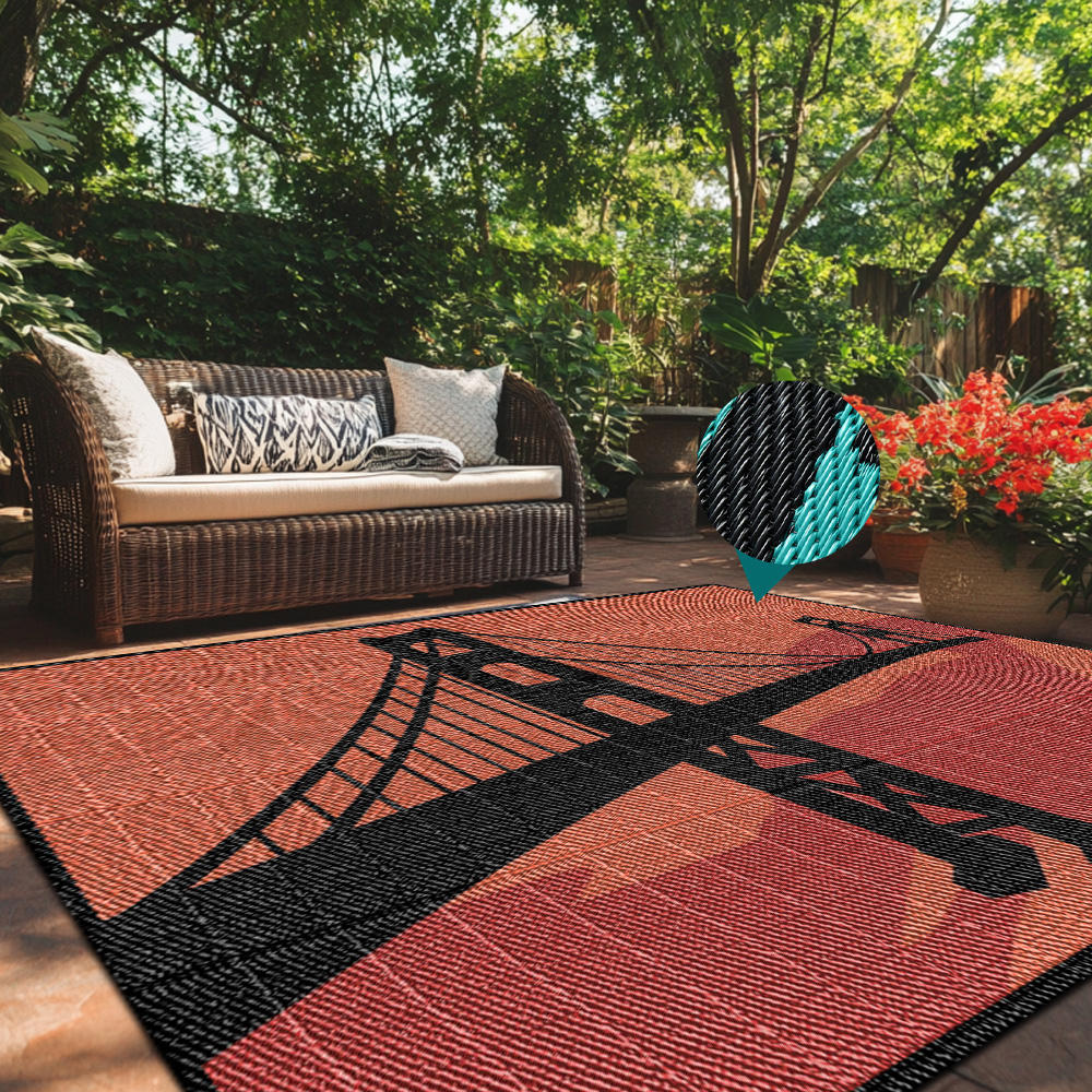 Manufacturer Custom Pattern Patio Kid Play Mat Polypropylene Eco-friendly RV Outdoor Rug Garden Courtyard Camping Outdoor Carpet
