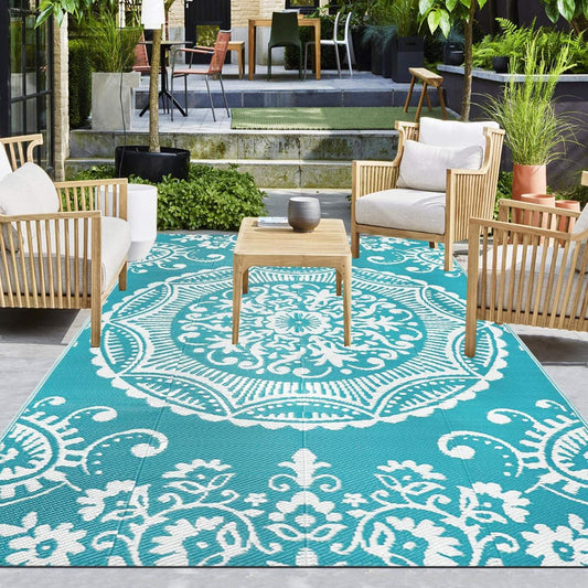 Custom Pattern Camping Sleeping Mat PP Materials Water-resistant Outdoor Rug Waterproof Patio RV Camping Outdoor Woven Carpet
