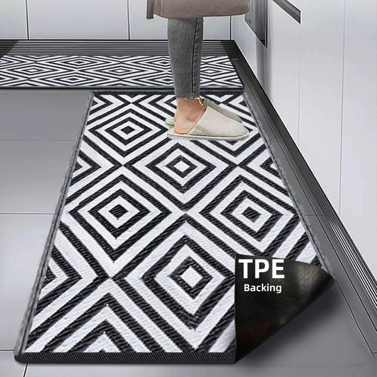 Low MOQ Kitchen Mat TPE Backing Soft Non-Slip PP Materials Washable Stain Resistant Outdoor Rug Garden Patio Carpet Waterproof