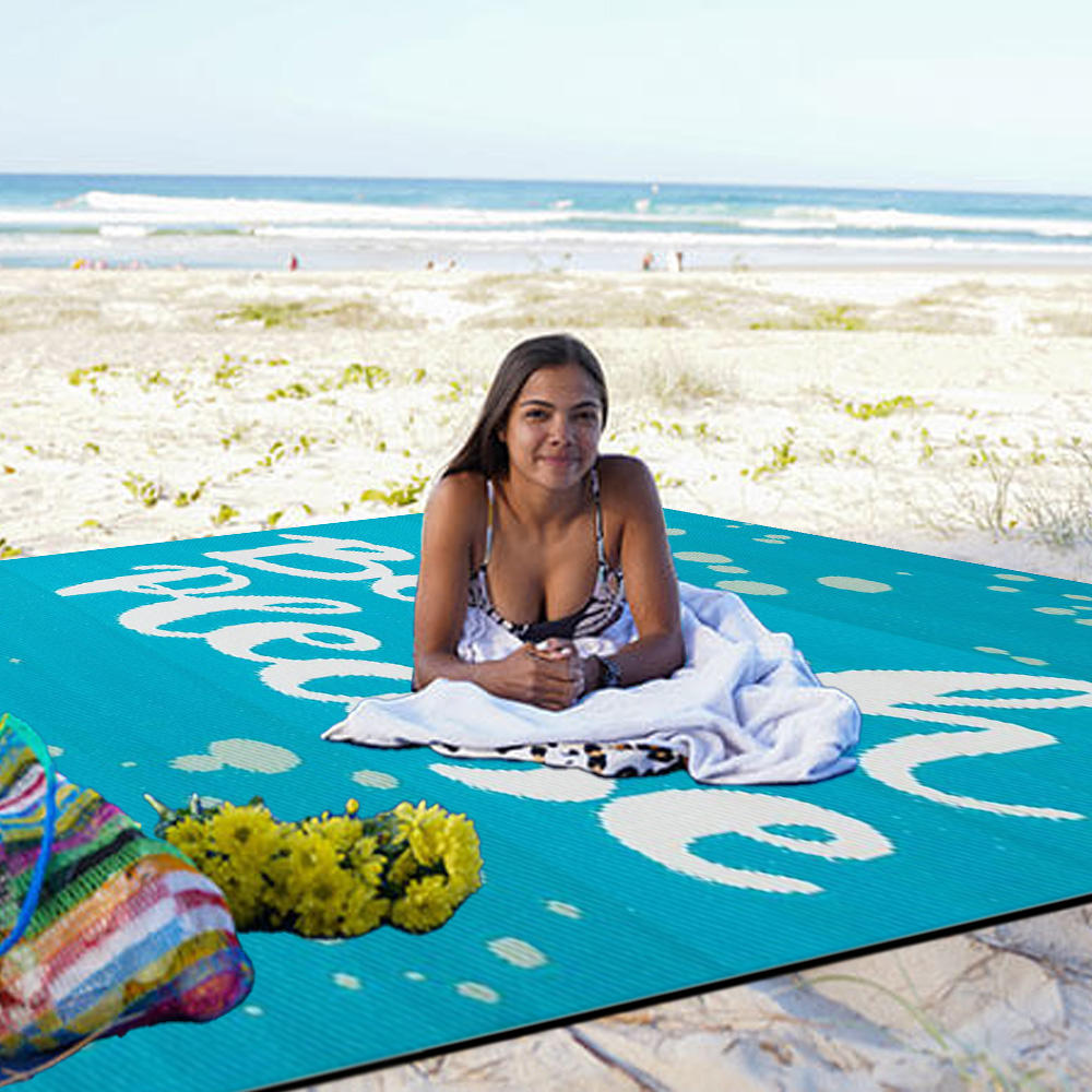 Custom Size Summer Mat pp Materials Uv-resistant Pet-friendly Mildew Proof Recycled Plastic Mat Beach Outdoor Woven Carpet