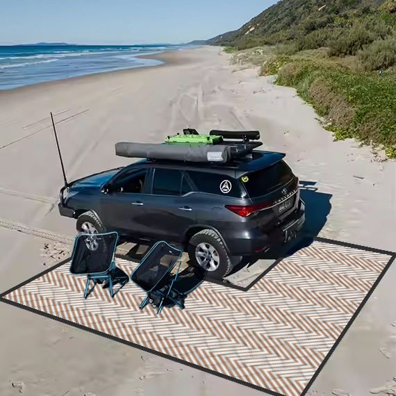 Custom Pattern Outdoor RV L-Shaped Waterproof Camping Carpet Durable Plastic Straw Rug PP Materials for Car Use