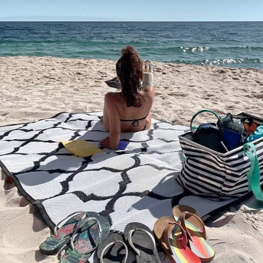 Custom Size Summer Mat pp Materials Durable Washable Reversible Outdoor Carpet Rug Beach caravan Outdoor Woven Carpet