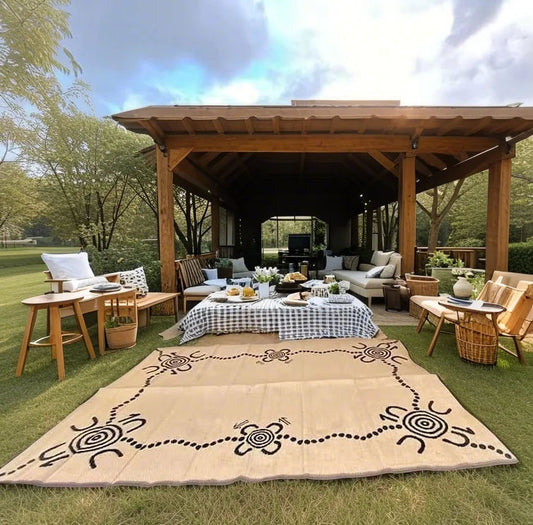 Custom Size Outdoor Mat Custom PP Materials UV-resistant Easy to Clean Outdoor Rug Rv Outdoor RV caravan Outdoor Woven Carpet
