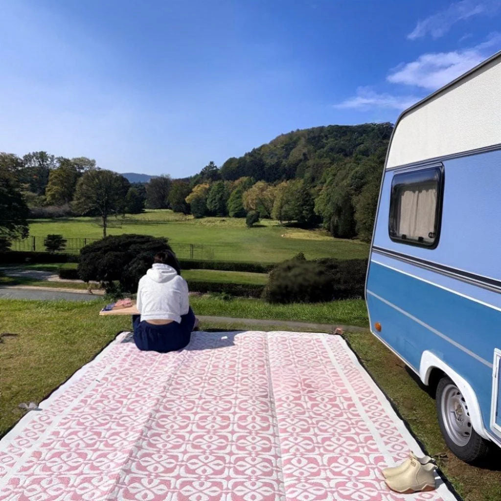 Customized Outdoor Mat Custom pp Materials Non-slip Easy to Maintain Foldable Outdoor Rug Waterproof Rv caravan Outdoor Carpet